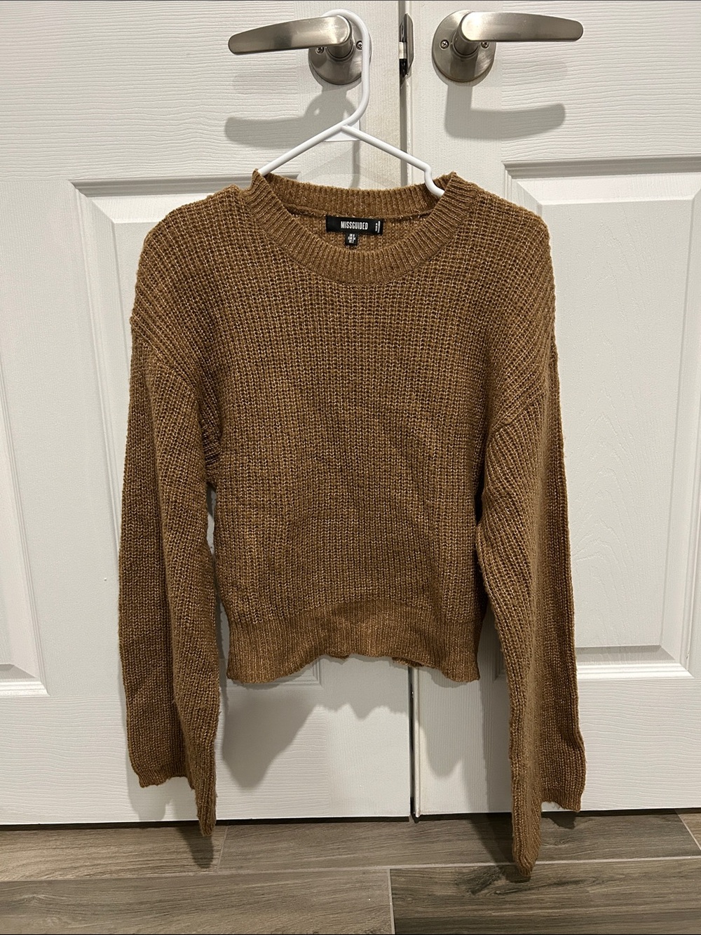MissGuided Brown Cropped Crewneck Sweater